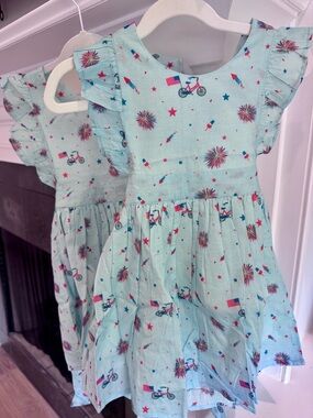 NWT Smockingbird Blue Patriotic Penny Dress